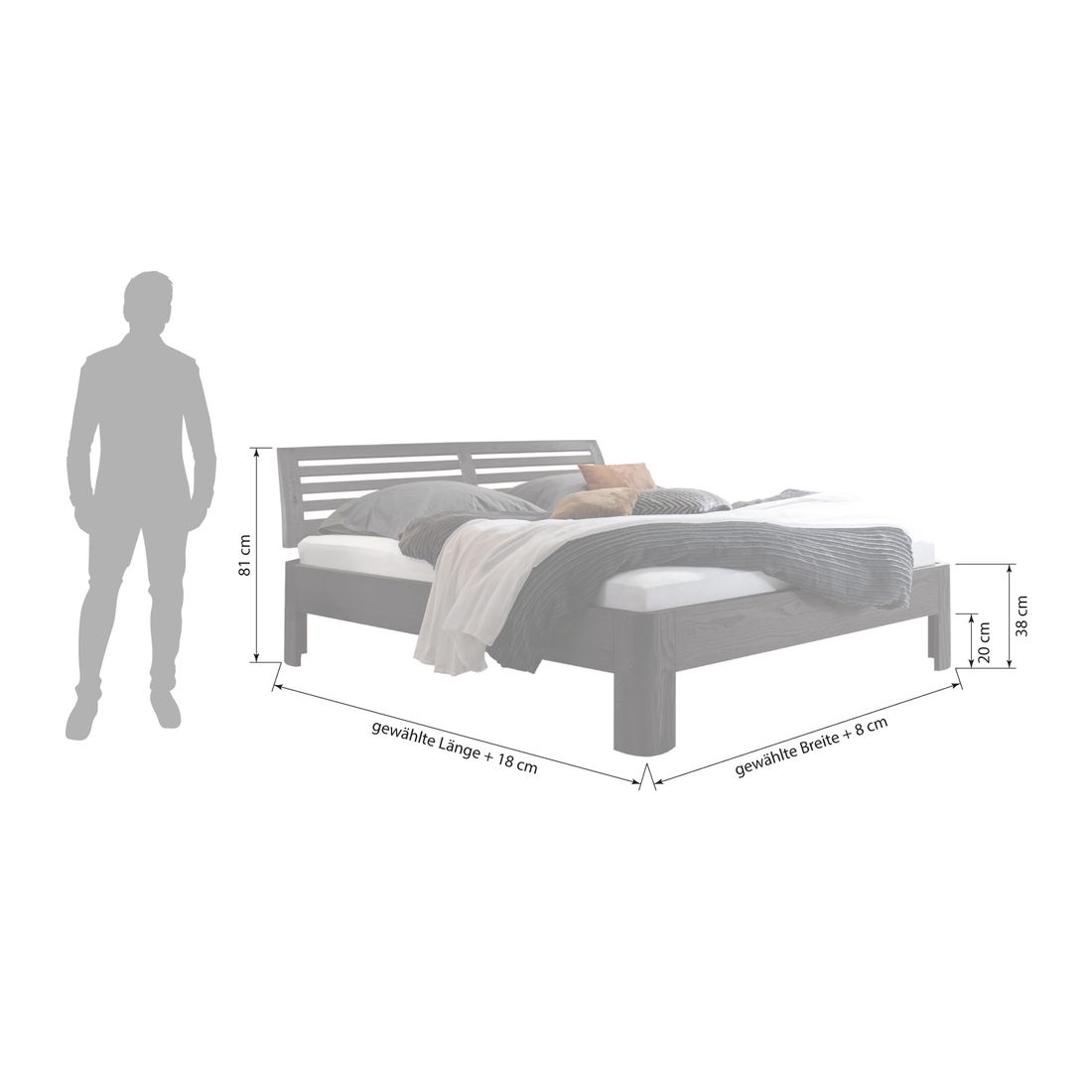 Bett Barcelona Eiche Massivholz