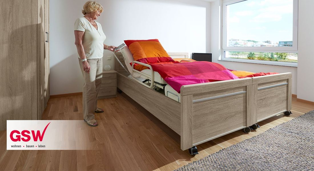 Senioren-Doppelbett Runcorn Komfort Eiche Dekor mit Rollen