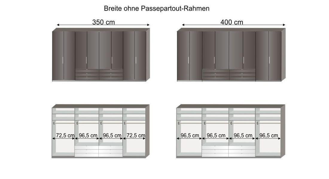 Falttüren-Kleiderschrank Harrow mit Glasfront und Schubladen