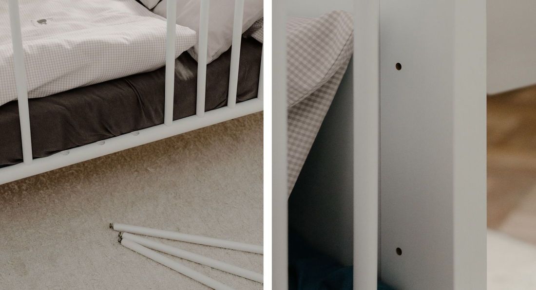 Babybett Holmar teilmassiv mit Lattenrost und Schlupfsprossen