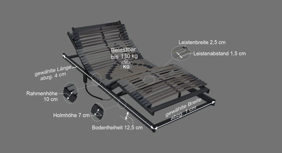 MUSTERRING Lattenrost Orthomatic 2.0 Comfort FHR MOT elektrisch verstellbar