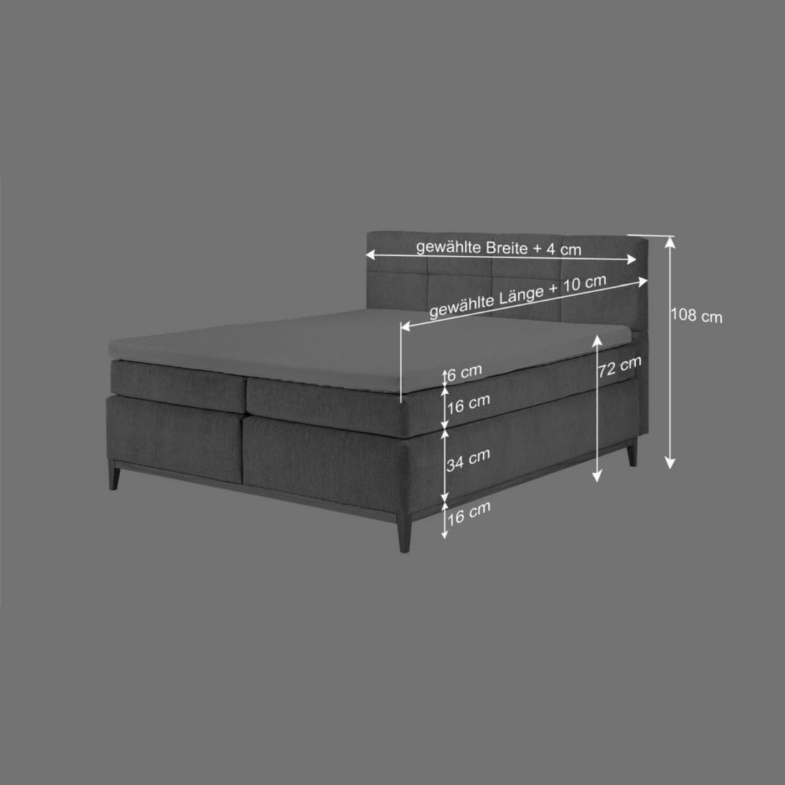 Boxspringbett Jared Microvelours 180x200cm