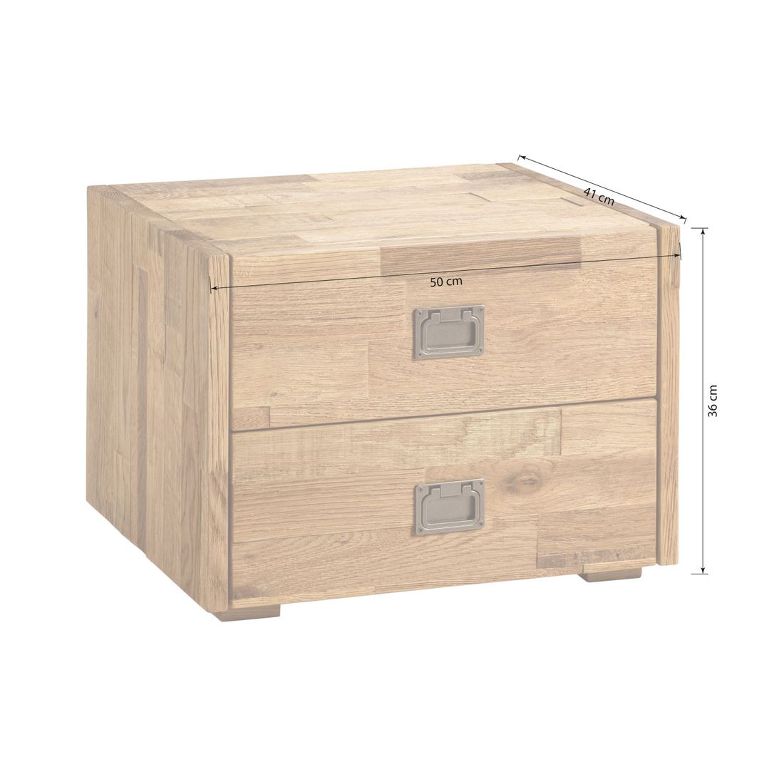 Nachttisch Olizar Eiche Massivholz H 36cm