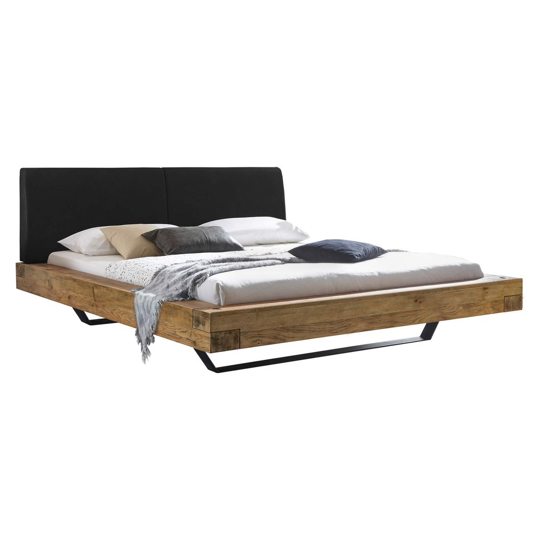 Balkenbett Okondo Wildeiche Vintage Massivholz