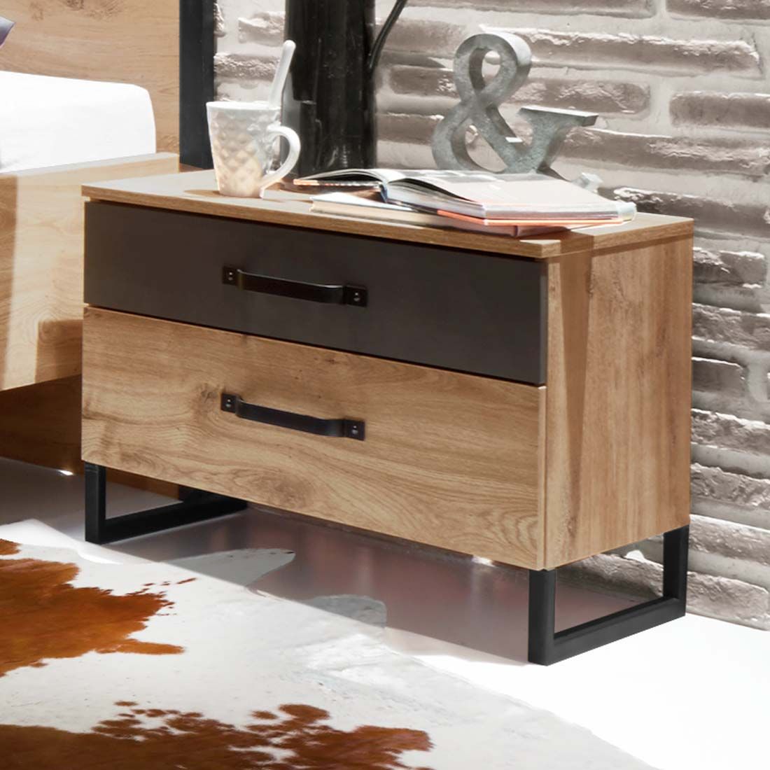 Nachttisch Lakewood Eiche Dekor H 47cm