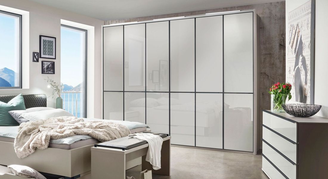 Drehtüren-Kleiderschrank Loyd mit Glasfront