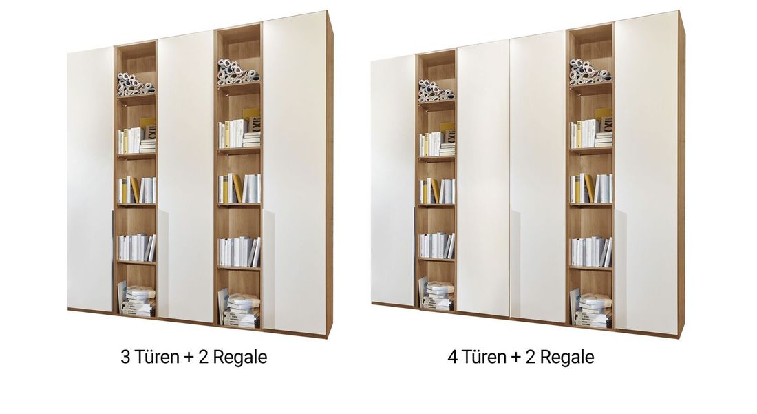 Drehtüren-Kleiderschrank Morolo Eiche Dekor mit Regal