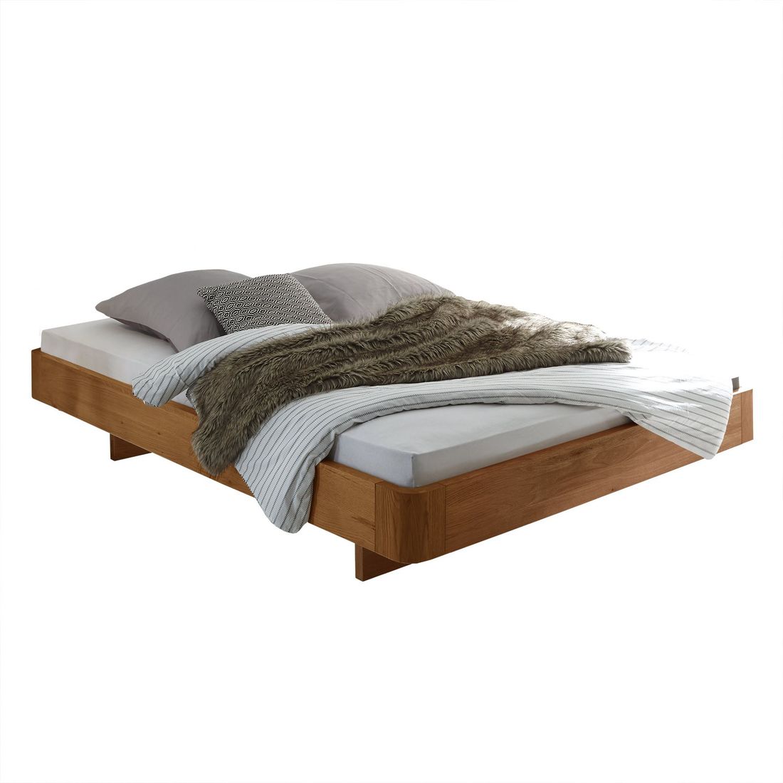 Bett Salerno Eiche Massivholz ohne Kopfteil