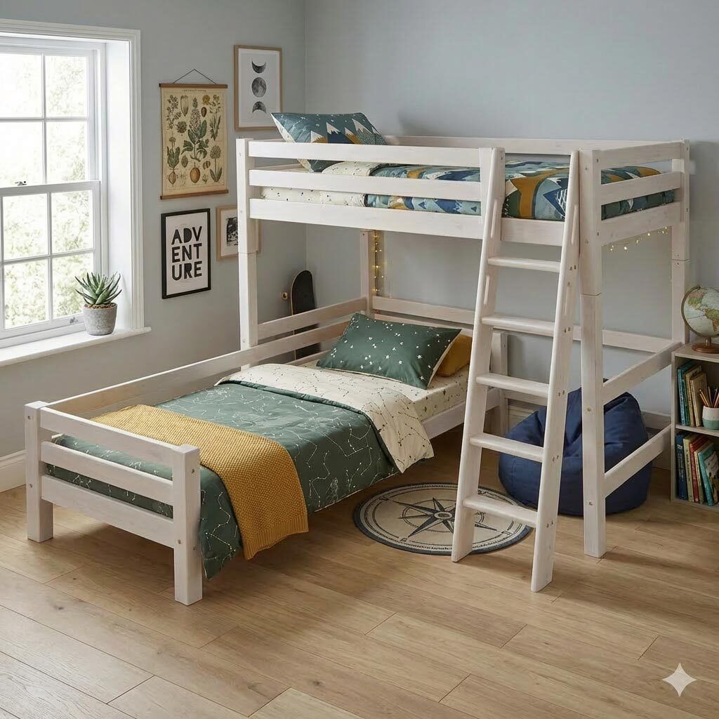 Eck-Etagenbett Kids Paradise Kiefer Massivholz mit Lattenrost
