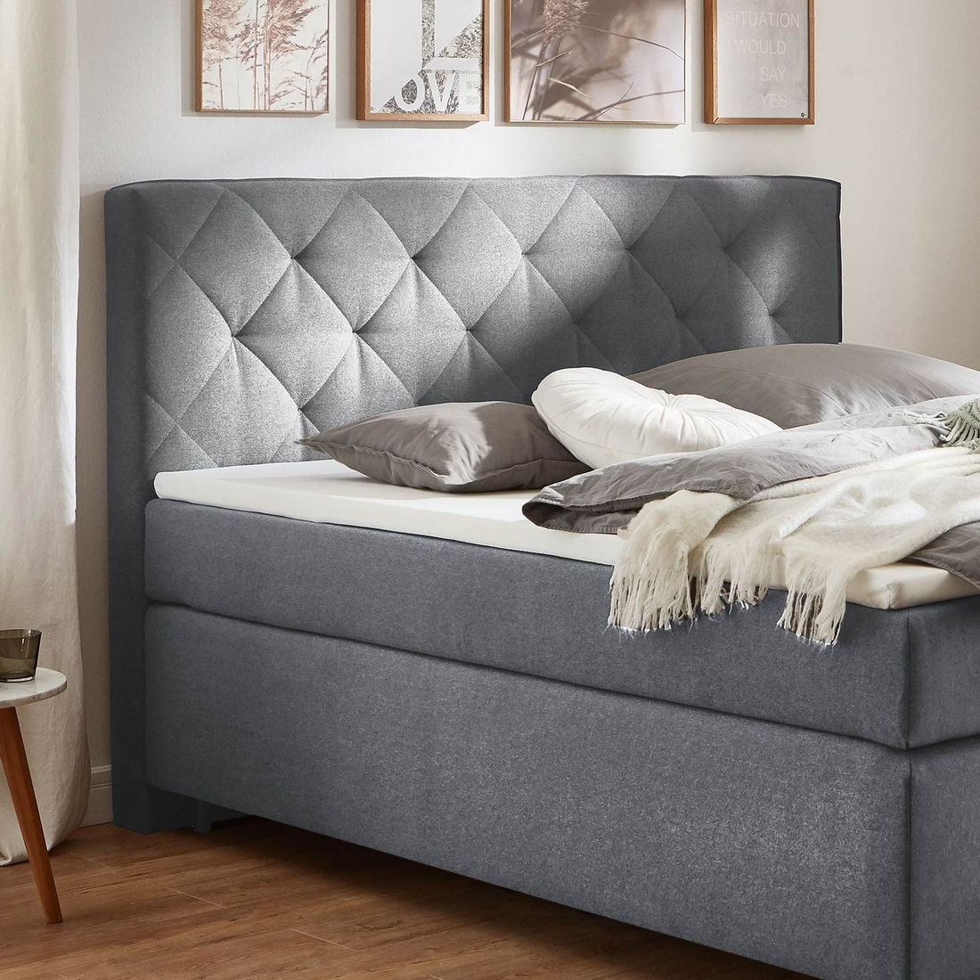 HOMELIV. Boxspringbett Cordelia Webstoff
