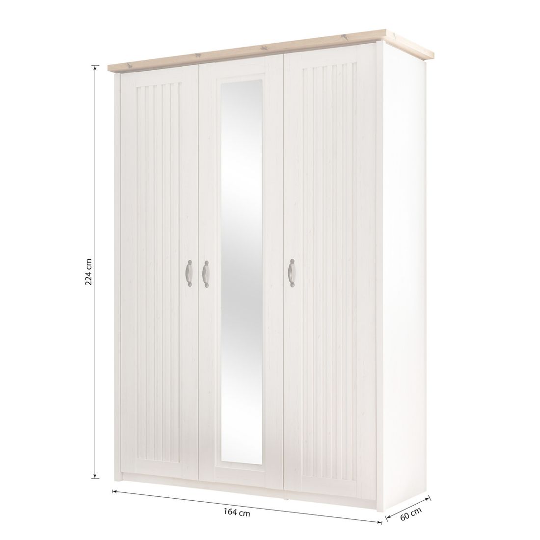 Drehtüren-Kleiderschrank Albin mit Spiegel