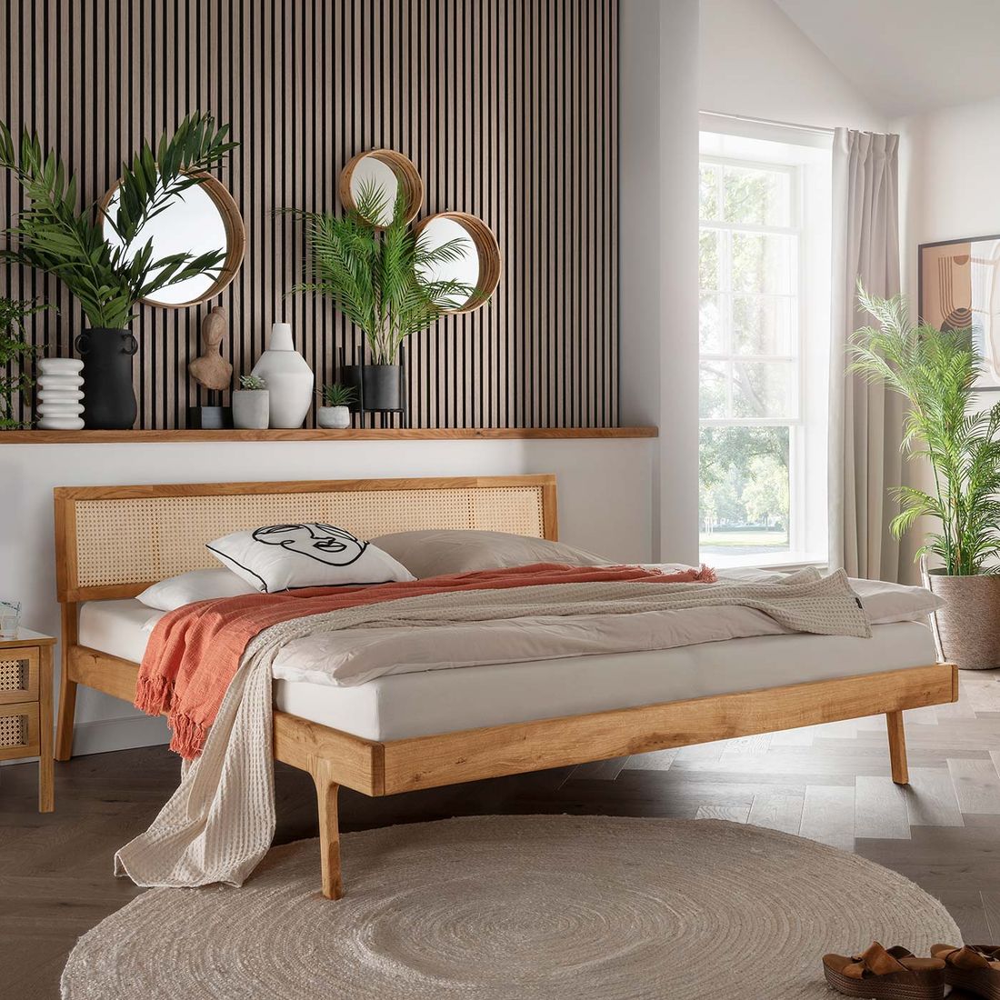 Bett Faye Komfort Eiche Massivholz