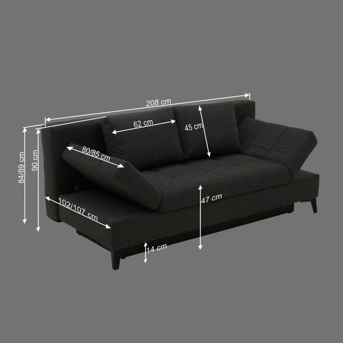 Schlafsofa Amedeo mit Bettkasten