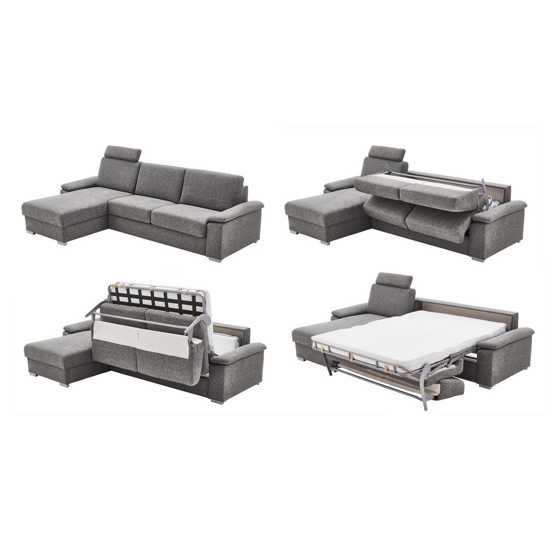 Ecksofa Cesio mit Schlaffunktion Ottomane links