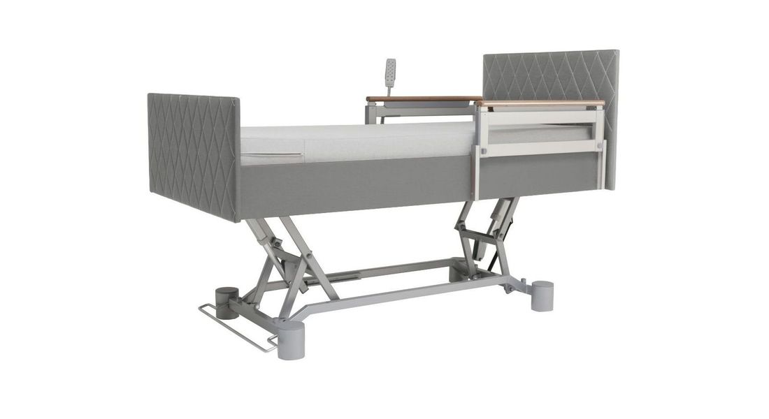Komfortbett mit Pflegebett-Funktion Sylt Webstoff mit Tellerrost