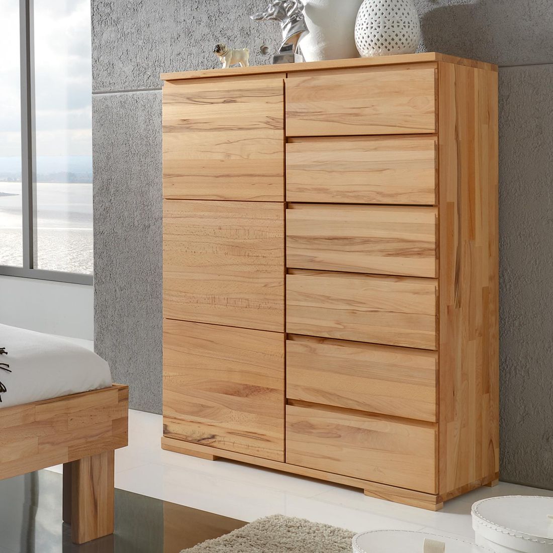 Hochkommode Andalucia Variante 5 Kernbuche/Wildeiche Massivholz mit Schubladen