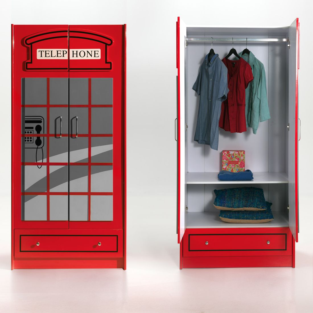 Drehtüren-Kleiderschrank Paddington mit Schubladen