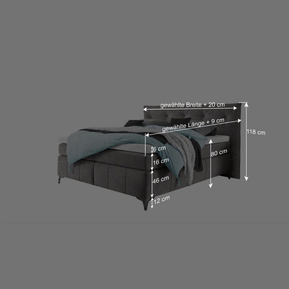 Boxspringbett Aidan Microvelours 180x200cm