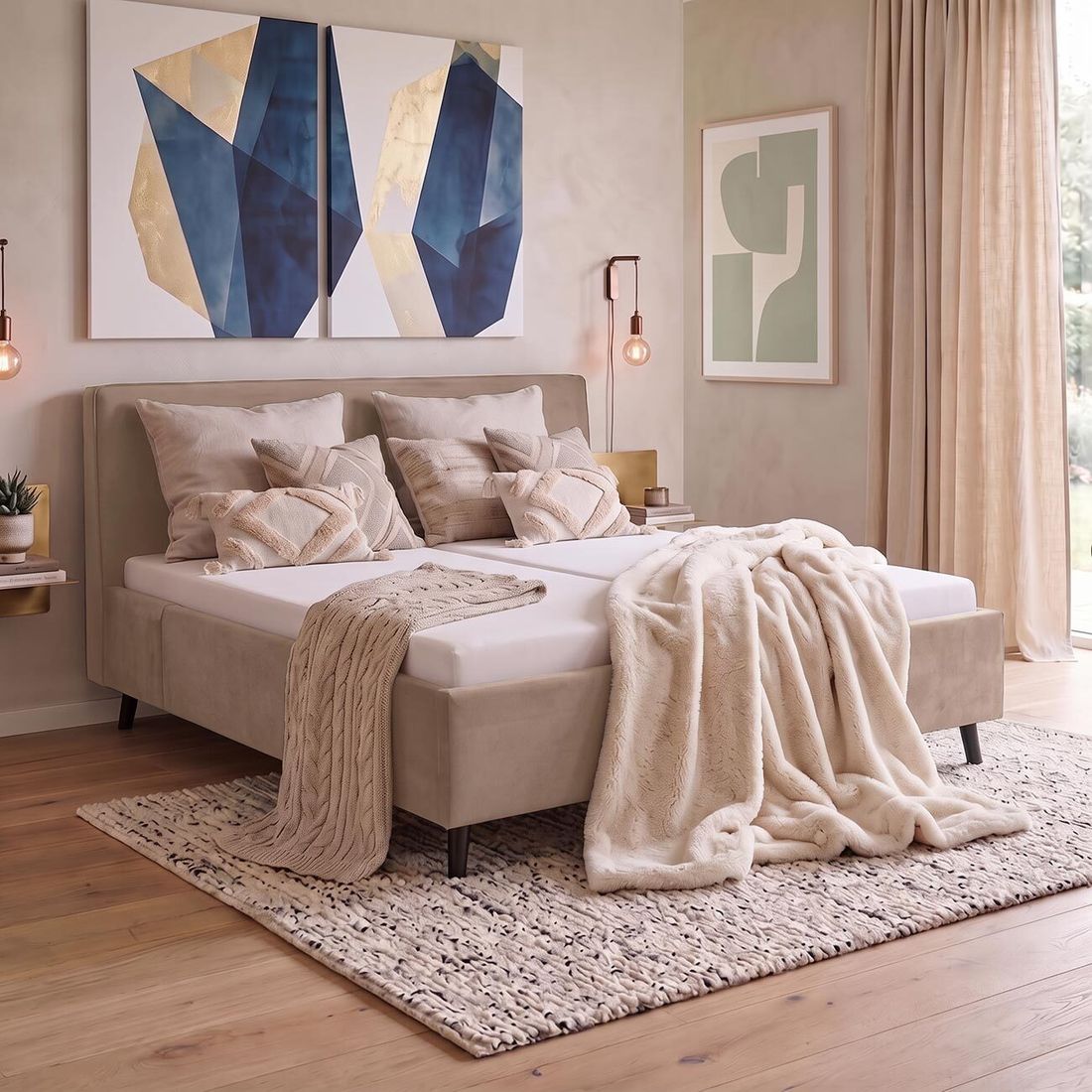 Einzelbett Thea Komfort Velours mit Pflegebett-Funktion und Lattenrost