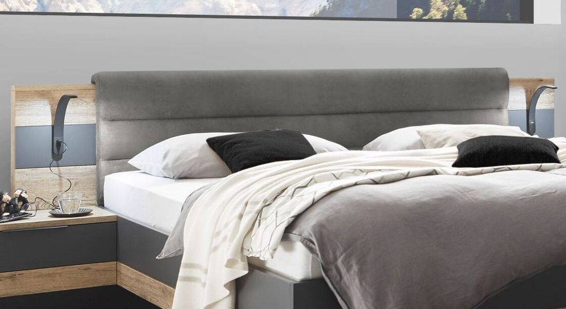 Bett Igneo Komfort Eiche Dekor mit Nachttischen
