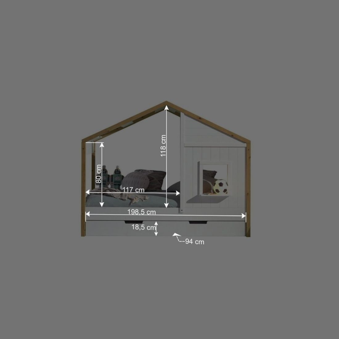 Hausbett Townhouse Kiefer Massivholz mit Lattenrost