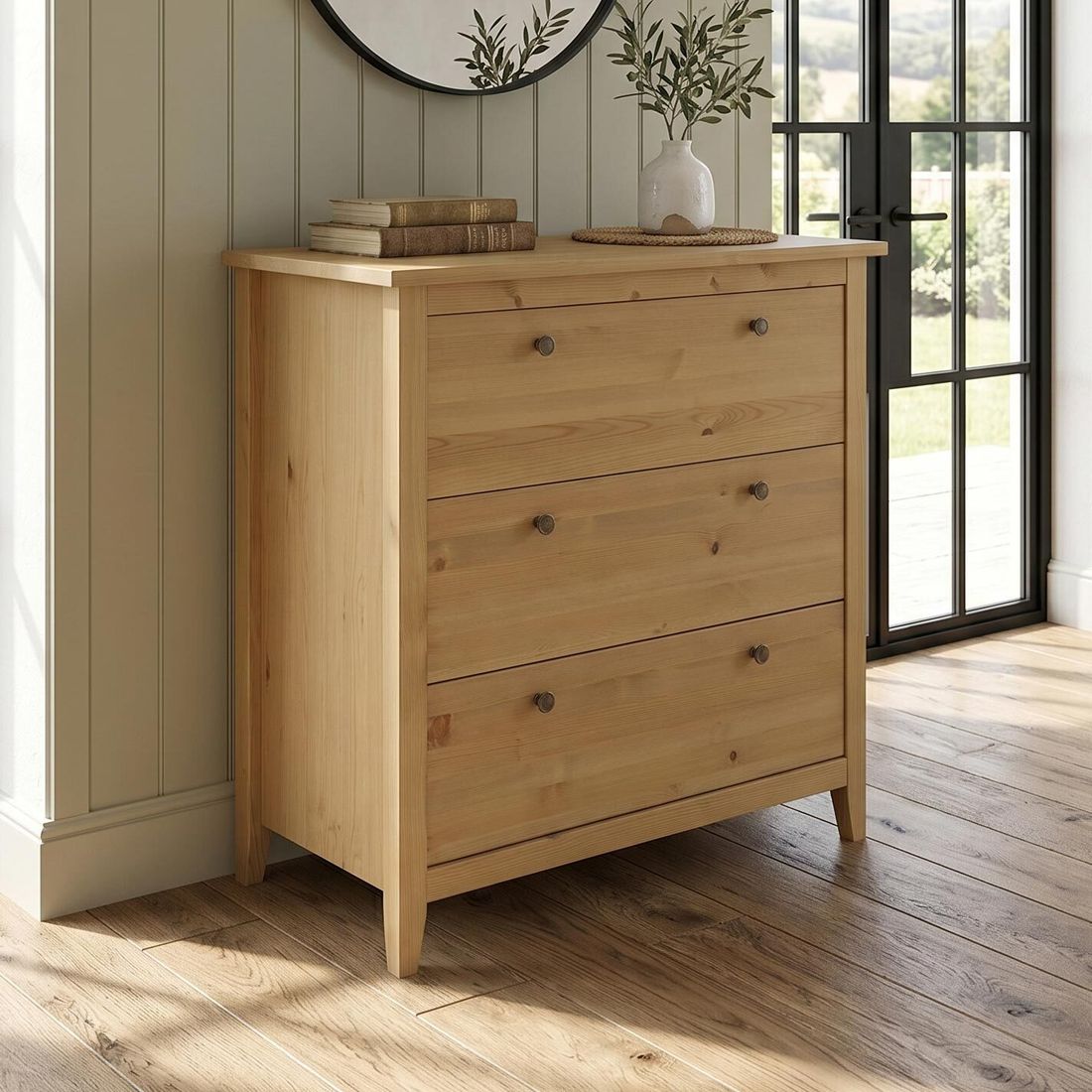 HOMELIV. Kommode Jerico Kiefer Massivholz mit Schubladen H 91cm