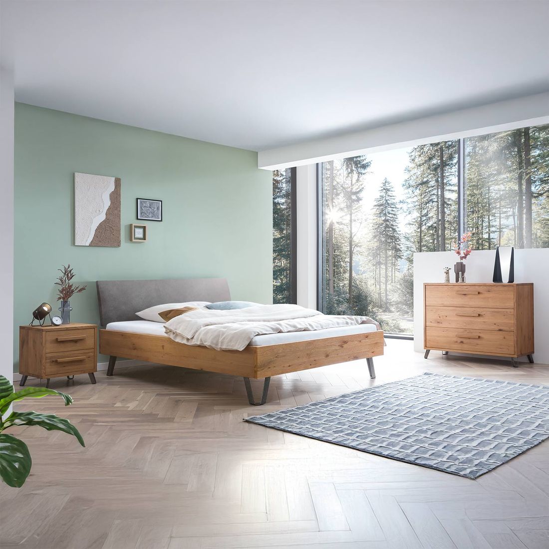 Bett Veyra Wildeiche Massivholz