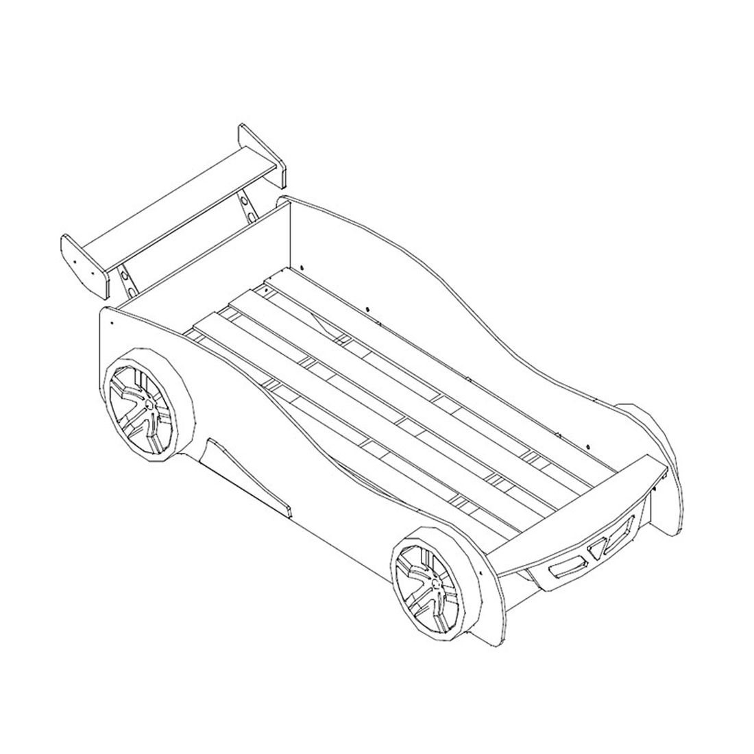 Autobett Tuning rot mit Lattenrost 90x200cm