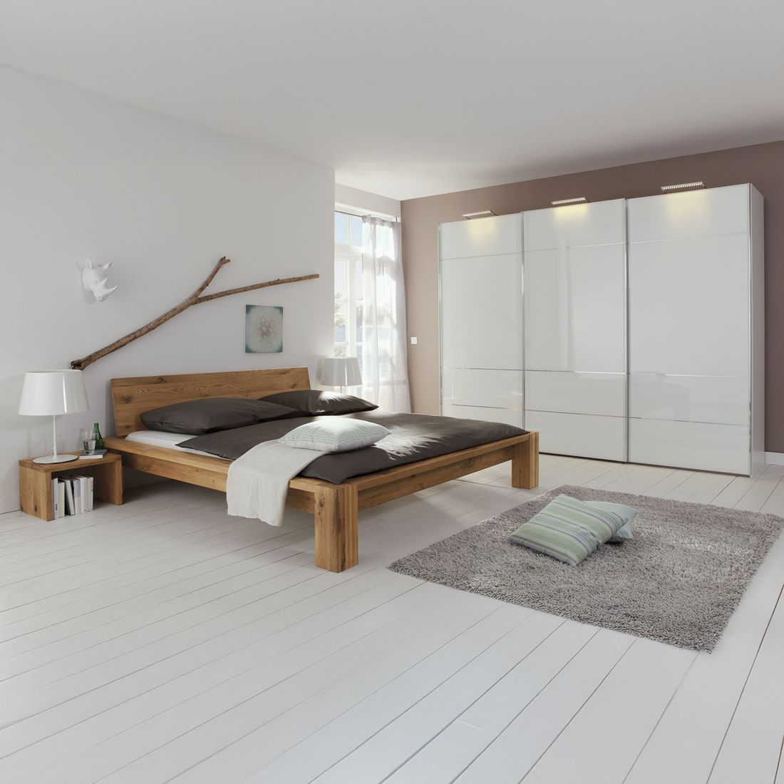 Bett Perugia Komfort Wildeiche Massivholz