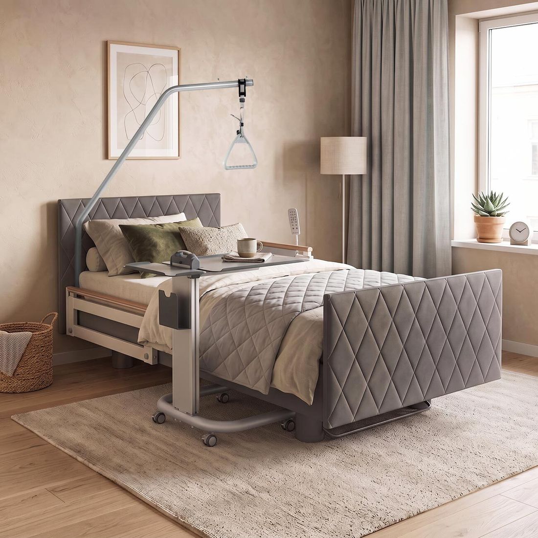 Komfortbett mit Pflegebett-Funktion Borkum Kunstleder mit Tellerrost