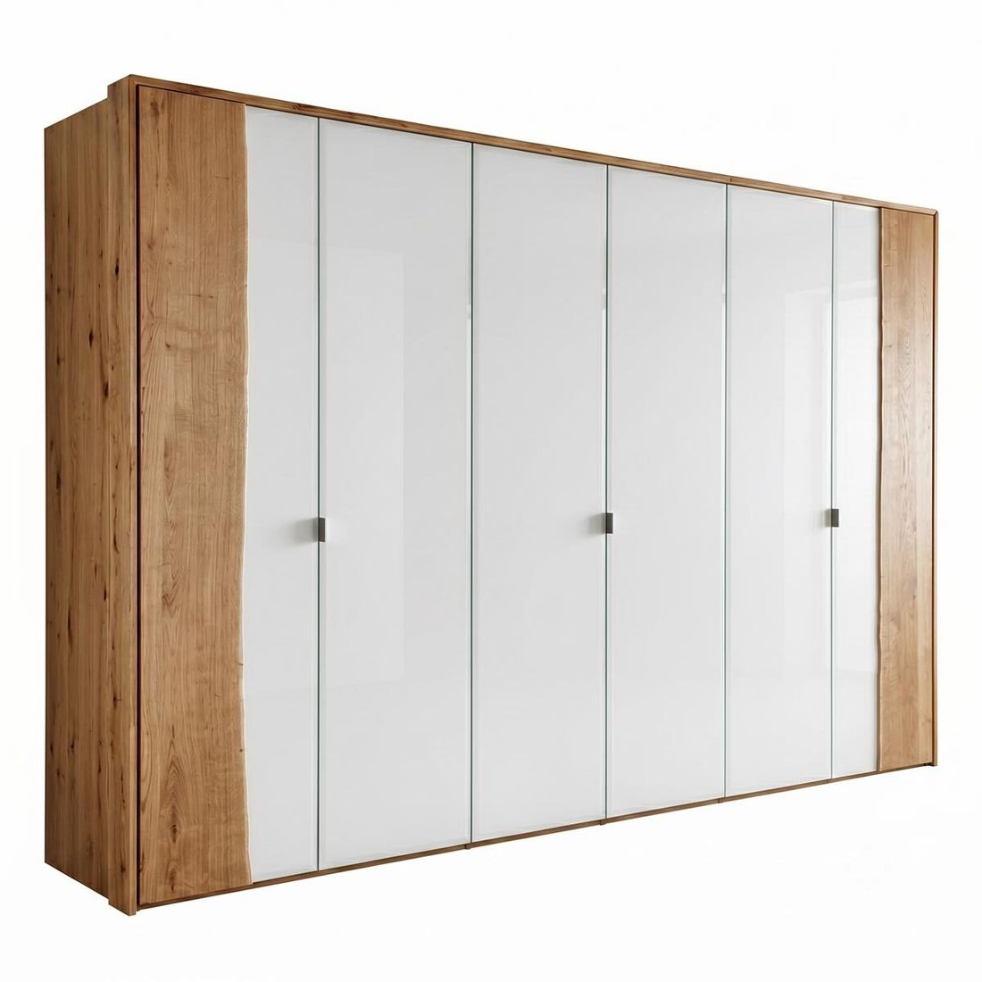 Drehtüren-Kleiderschrank Imst Wildeiche Massivholz mit Glasfront H 218cm