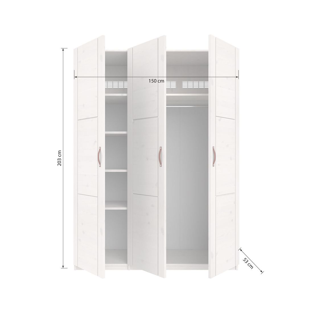 LIFETIME Drehtüren-Kleiderschrank Original Kiefer Massivholz mit Innenausstattung H 203cm