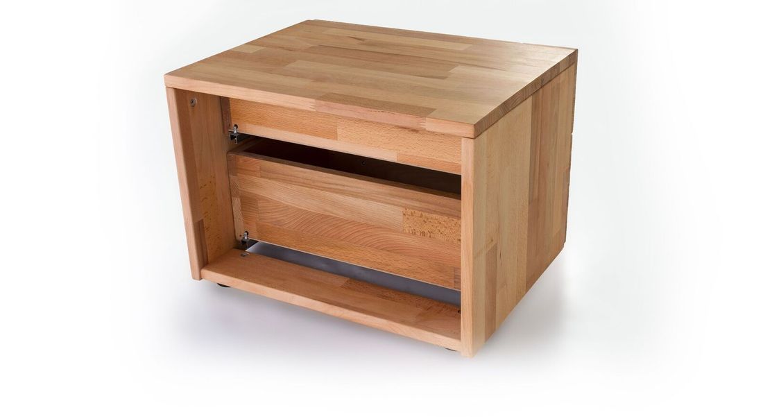 HOMELIV. Nachttisch Tamira Kernbuche Massivholz H 38cm
