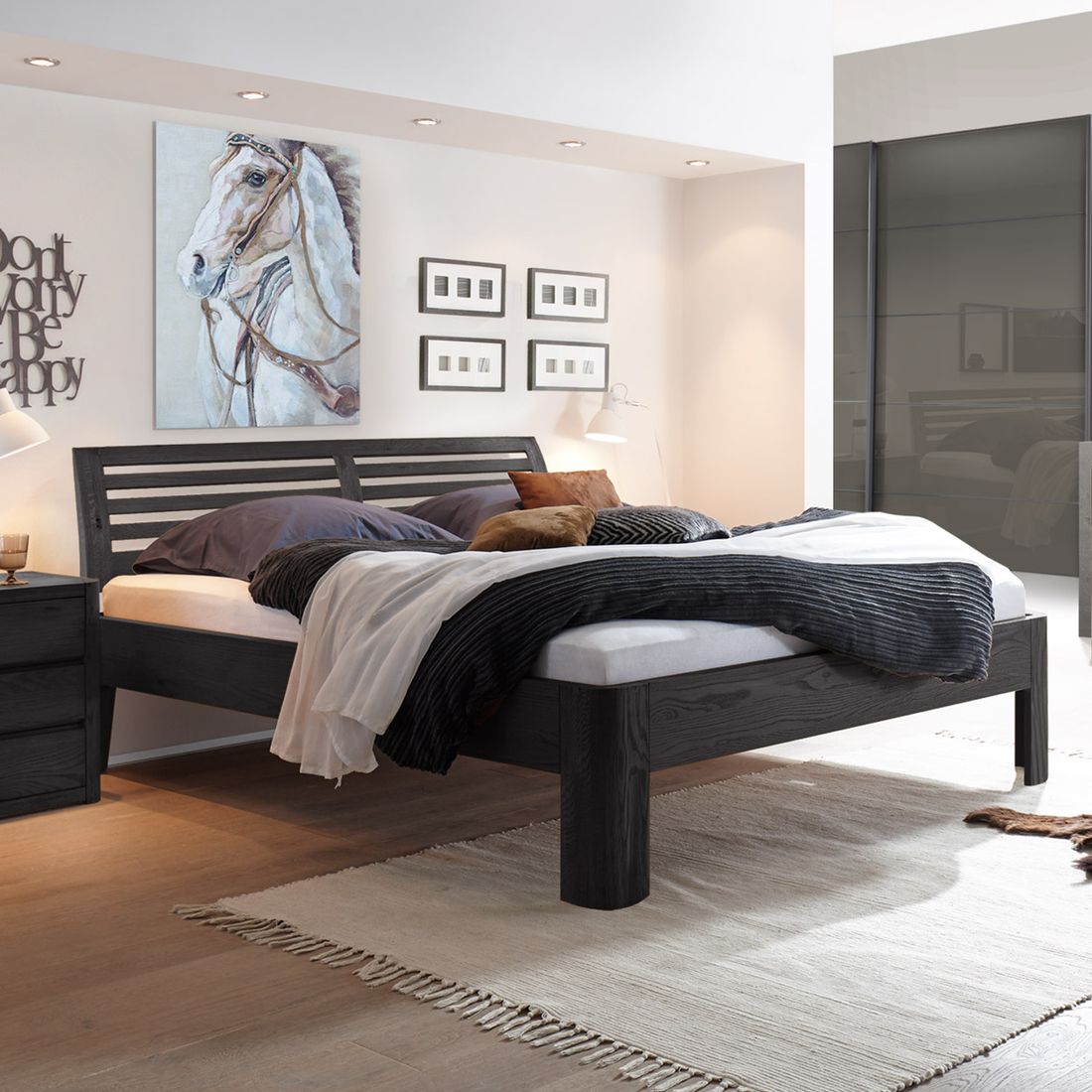 Bett Barcelona Eiche Massivholz