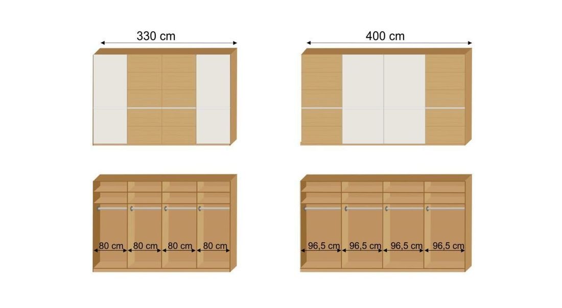 MUSTERRING Schwebetüren-Kleiderschrank Savona 2.0 Eiche teilmassiv mit Glasfront
