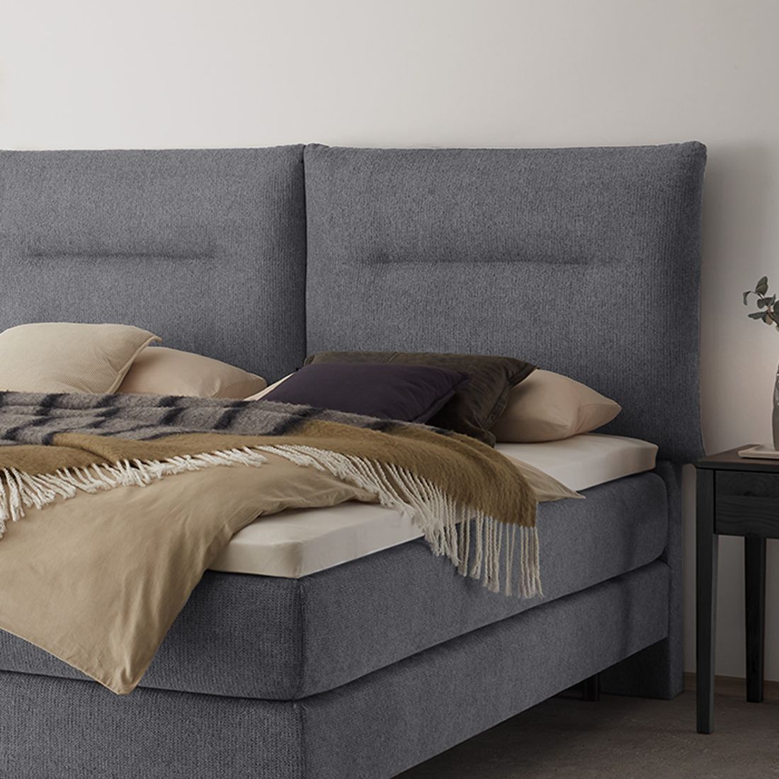 Boxspringbett Celestara Velours-Strukturstoff