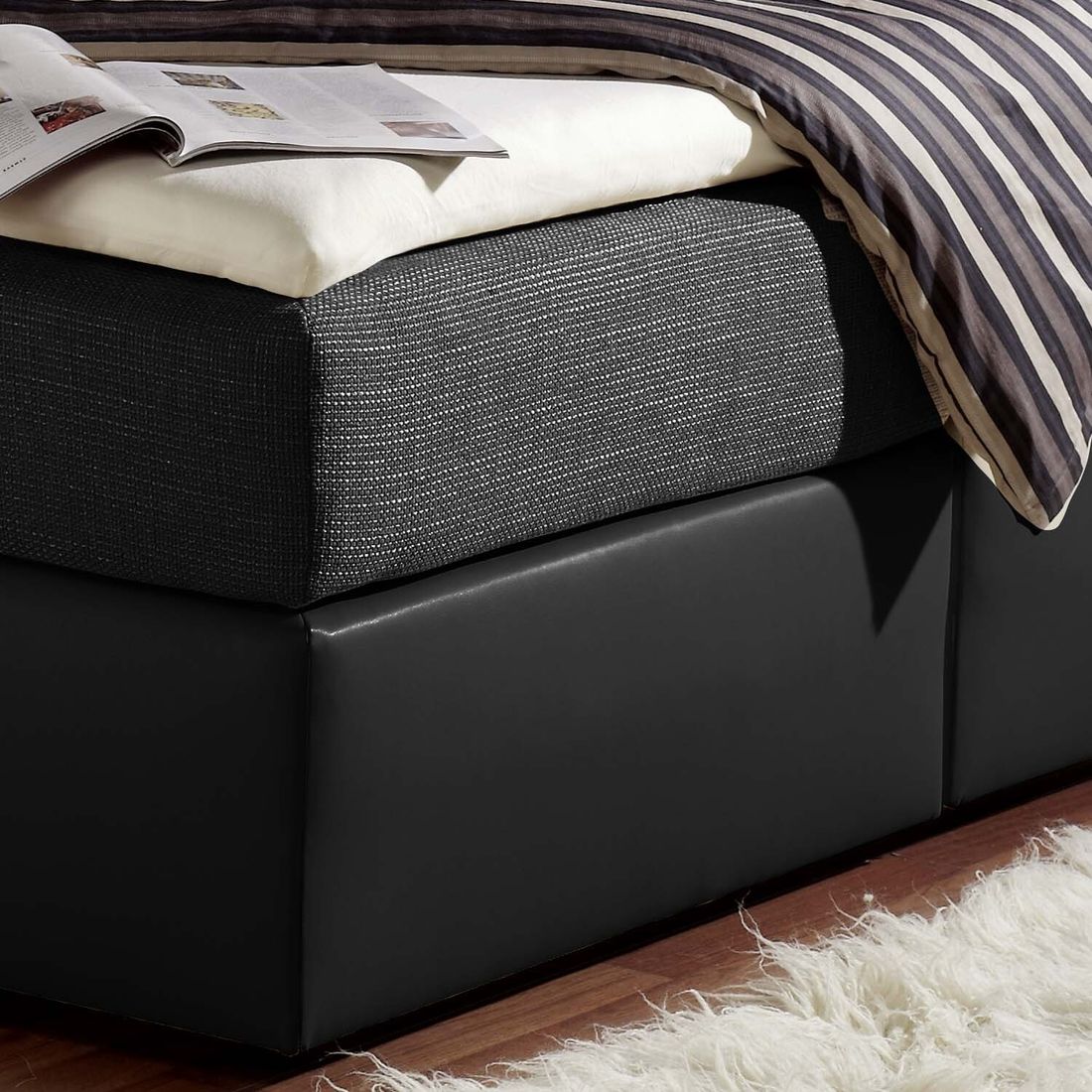 HOMELIV. Boxspringbett Sydney Kunstleder/Webstoff