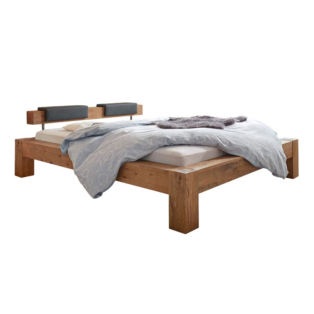Balkenbett Rustico Komfort Wildeiche Massivholz