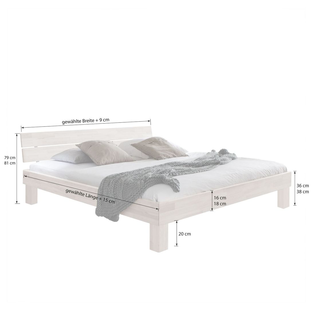 Bett Madrid Buche Massivholz