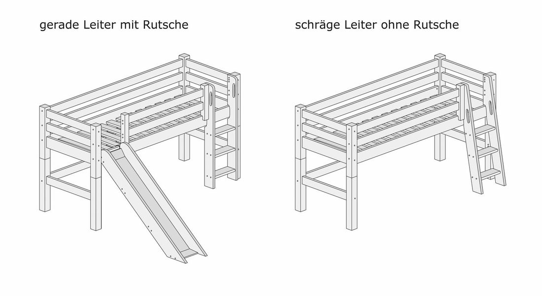 Mini-Hochbett Kids Paradise Kiefer Massivholz mit Lattenrost