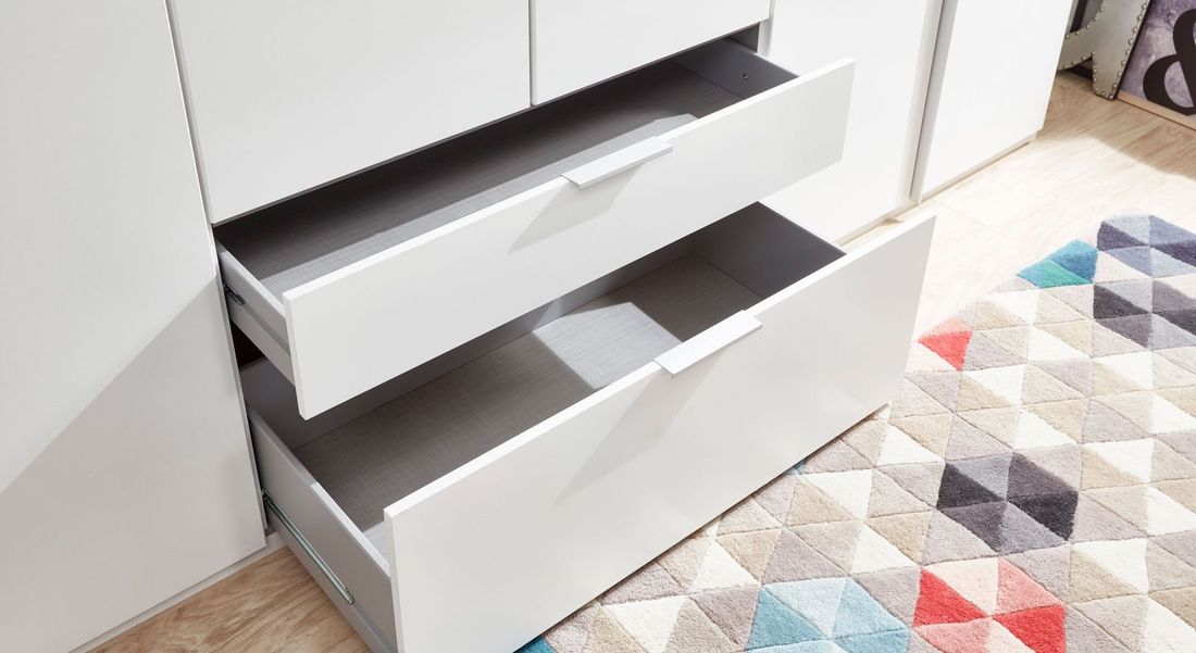 Drehtüren-Kleiderschrank Ceprano mit Schubladen