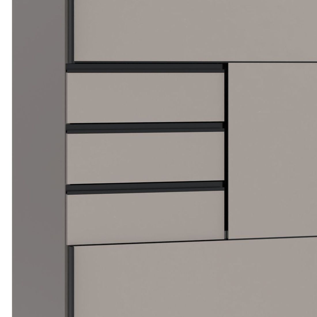 Schwebetürenschrank Leif mit Glasfront und Schubladen