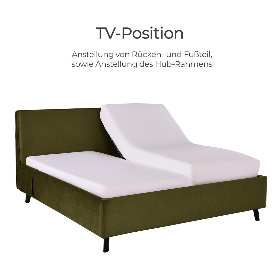Polsterbett Thea Komfort Velours mit Pflegebett-Funktion und Lattenrost