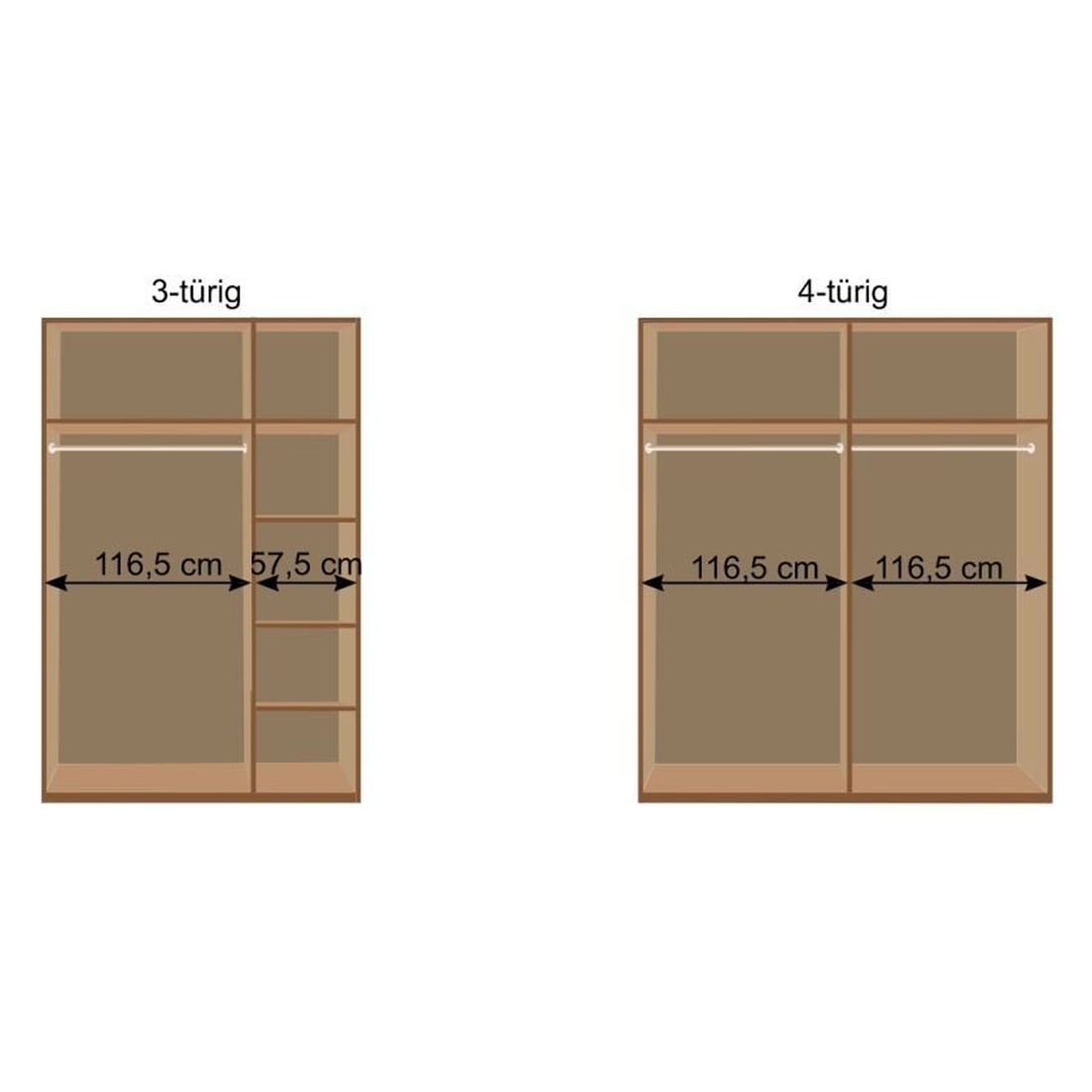 Drehtüren-Kleiderschrank Malika Zirbe Massivholz mit Glasfront