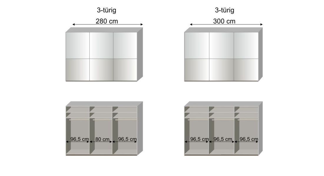 Schwebetüren-Kleiderschrank Shanvalley mit Glasfront