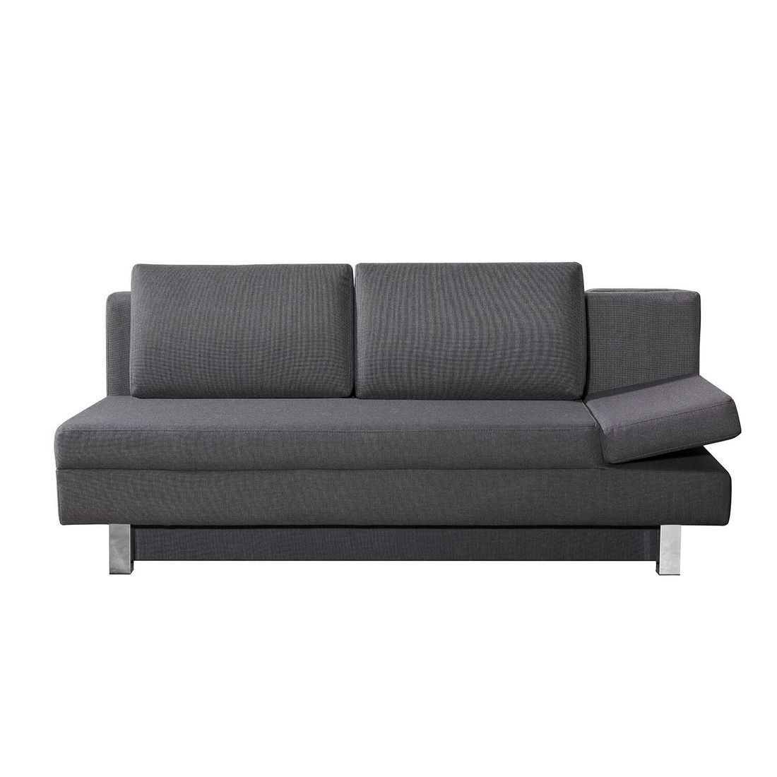 Schlafsofa Cave-Run Webstoff mit Lattenrost und Bettkasten Kopfteilverstellung rechts