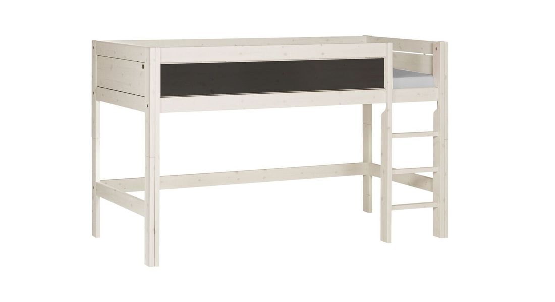 LIFETIME Midi-Hochbett Kreidetafel Kiefer Massivholz mit Lattenrost