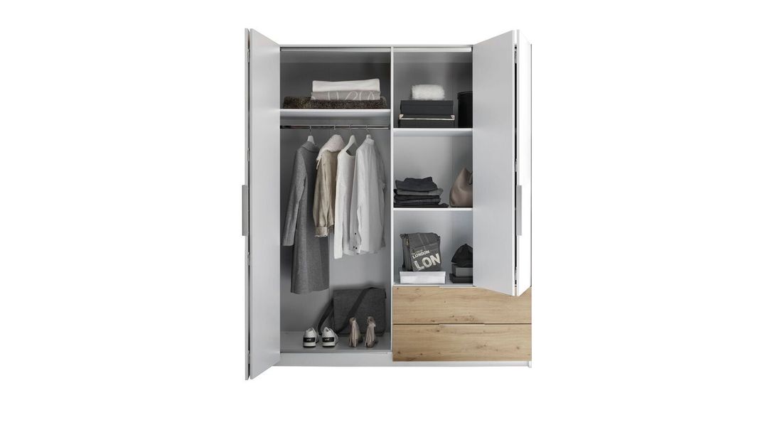 Falttüren-Kleiderschrank Riona mit Schubladen 182x210cm