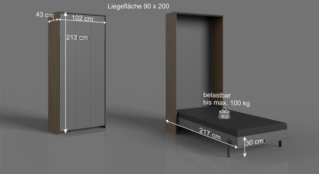 Schrankbett Vallarta Eiche Dekor