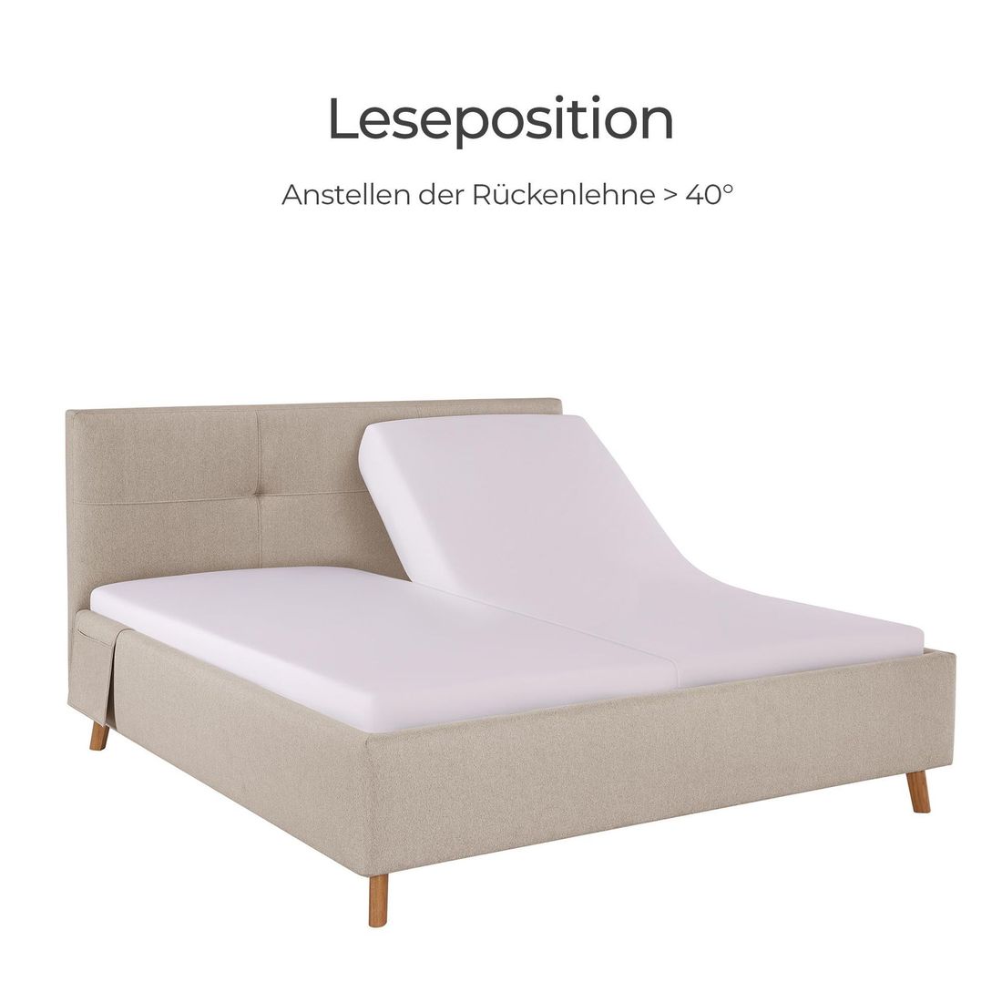 Einzelbett Henriette Komfort Webstoff mit Pflegebett-Funktion und Lattenrost
